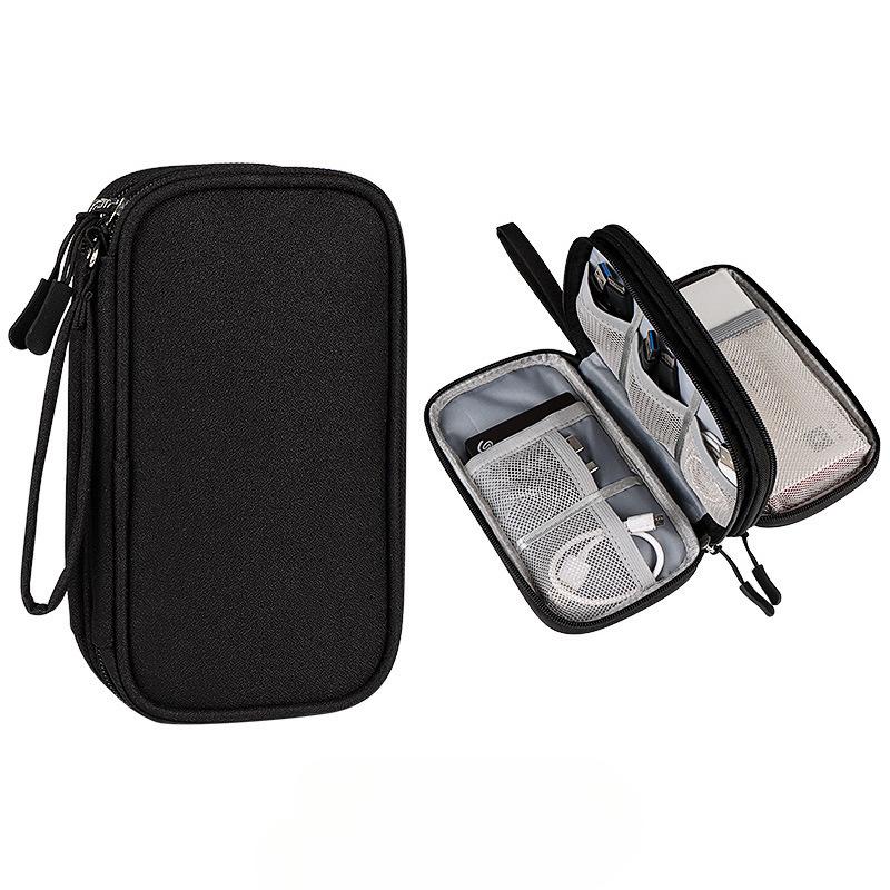 Portable Double Layer Travel Portable Digital Product Storage Bag USB Data Cable Manager Earphones Mobile Power Storage Bag 1pcs