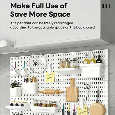 Pegboard Organizer Wall Mounted Storage Rack Shelf Hanging Peg Board Accessories Home Decor Display