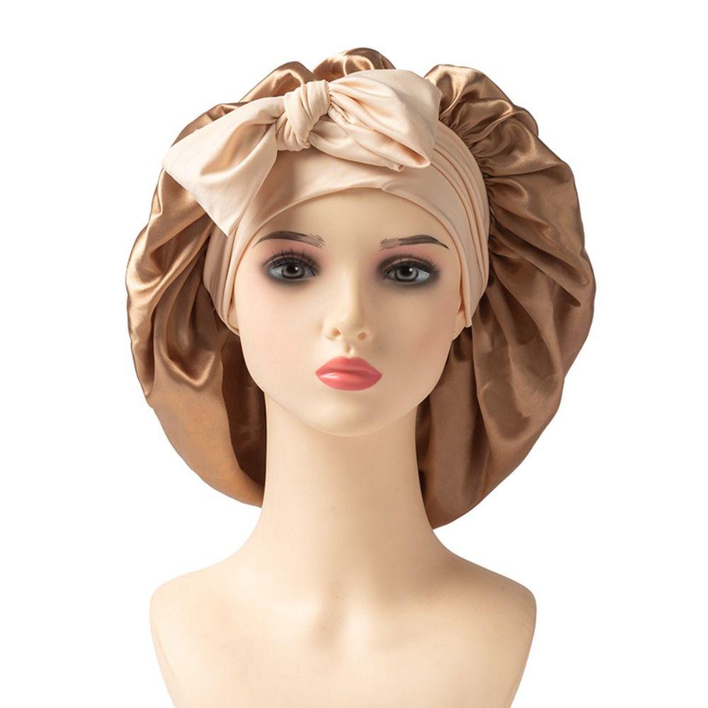 Solid Color Hair Care Cap Satin Material Satin Sleep Bonnet Protective Hair Bonnet For Women
