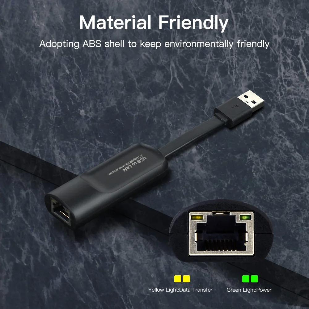 2500Mbps Ethernet Adapter 2.5G USB 3.0 Type C To RJ45 Network Card Wired Ethernet Gigabit Adapter Lan Card Hub for MacBook iPad