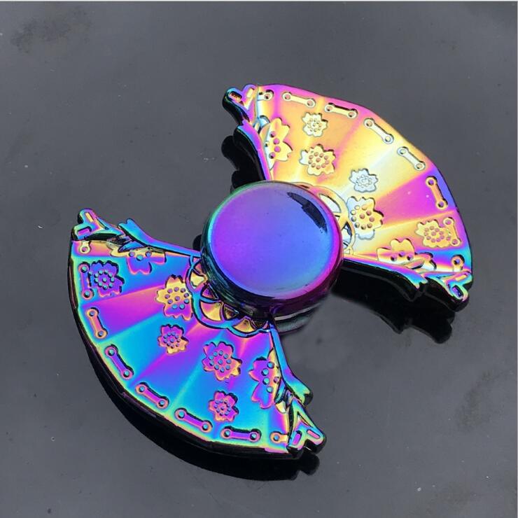 Colorful Zinc Alloy Fidget Spinner: Black Tech Stress-Relief Toy for Students and Kids.