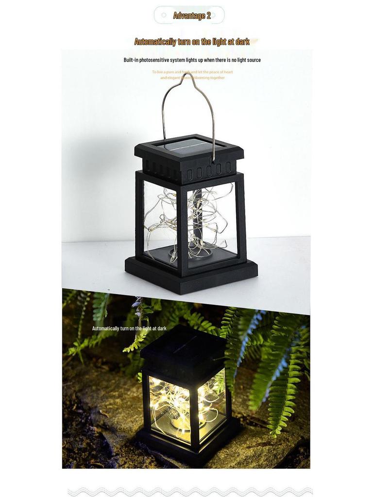 Solar Retro LED Copper Wire Star Lantern Outdoor Atmosphere Lights for Courtyard & Balcony