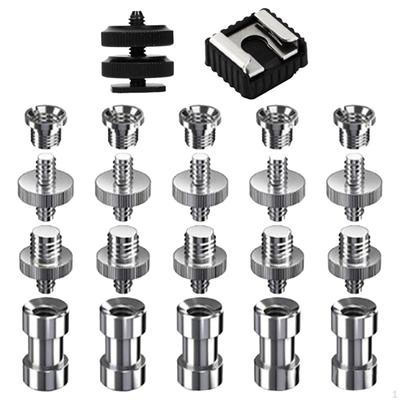22-delers kameraskruesett, 1/4" og 3/8", blitsskofeste stativadapterstativ Monopod