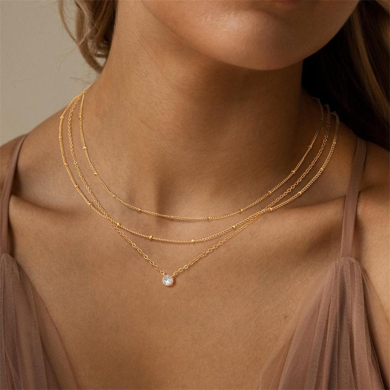 

Vintage Layered Minimalist Thin Chain Necklace for Women Dainty Gold Color Clavicle Chain Choker Neck Daily Wear Jewelry Gift