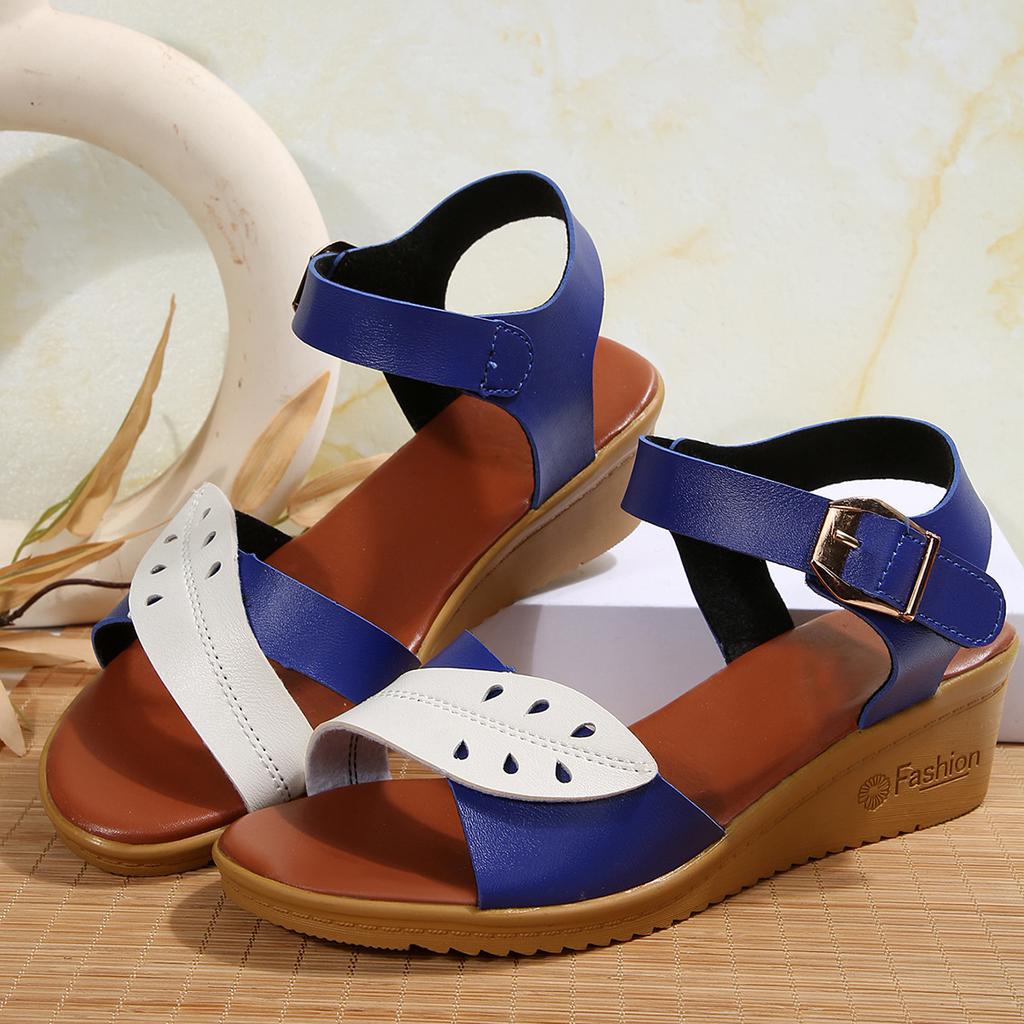 Fashion Women's Mix Color Wedge Sandals Summer 2025 Comfortable Non Slip Beach Shoes Woman Fashion Buckle Strap Platform Sandalias Mujer