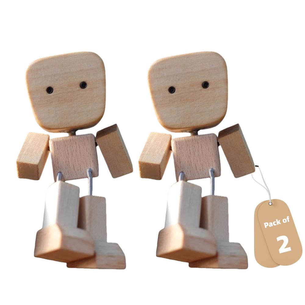 Magnetic Shaking Wooden Man For Car Decoration Cute Wood Man Ornaments Leg-swinging Robot Best Gifts 1/2Packs