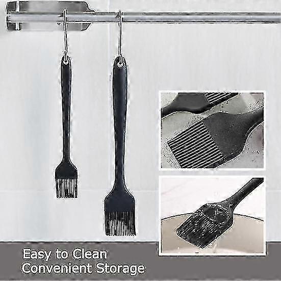 2Pcs Escova de silicone resistente ao calor Escova de cozinha Cabo longo Conjunto de escova de confeitaria para churrasco