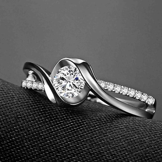 Inel Lucios Stivuibil Geometric Incrustat cu Pietre Prețioase Artificiale Design Răsucit Inel de Deget pentru Femei