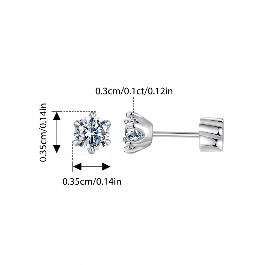 WOSTU Moissanite Wedding Stud Earrings For Women S925 Sterling Silver Classic 6-claw design Bride Diamond Studs Valentines Gift