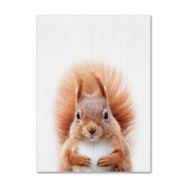 Koala, králík, veverka, slon, plátno, plakát pro dětský pokoj, nástěnný obrázek, tisk zvířat, plátno, malba, severský dětský pokoj