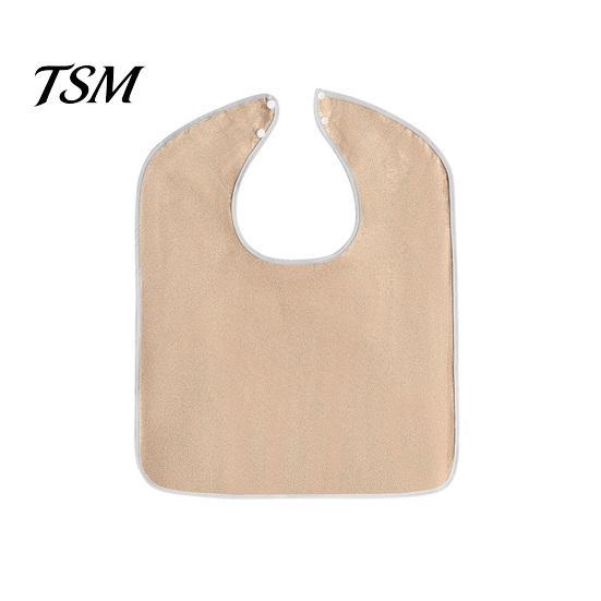 Machine Washable Mealtime Bibs Adult Large Bib, Solid Color Waterproof Clothing Protector, with Deep Crumb Adjustable Snap Closure Catcher Design, S хаки