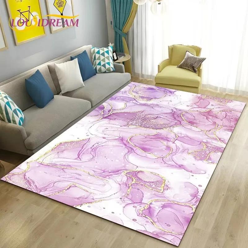 Colour Blue Gold White Marble Area Rug Large Carpet Rug for Living Room Bedroom Sofa Doormat Decoration Kids Non-slip Floor Mat