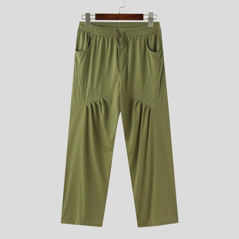 

INCERUN Чоловічі вільні спортивні довгі штани з еластичною талією M зелений