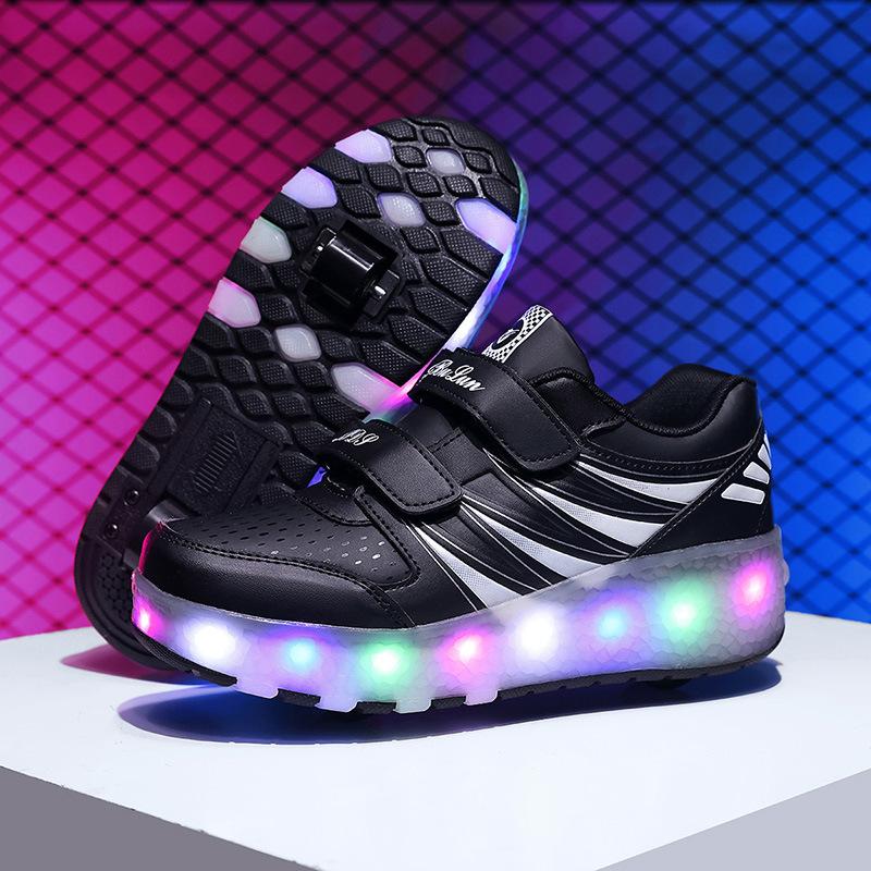 Children's runaway shoes double wheel girls breathable luminous shoes charging outdoor transportation