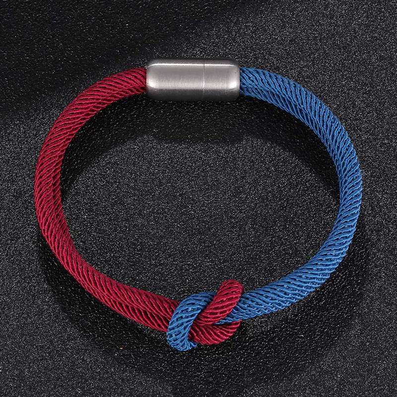 Bărbați și femei brățară cu nod de amestecare a culorilor, cataramă din oțel inoxidabil, stil bleumarin, bijuterii pentru prietenie, Pulseras