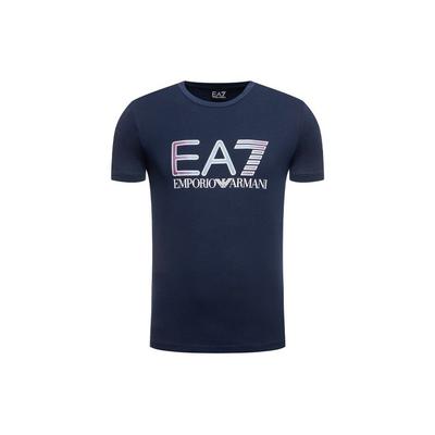 EA7 Logo Print Round Neck Short Sleeve T-Shirt Men Tops Navy-Blue 3HPT15-PJ02Z-1554