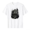 Unisex Unisex Dunkles Gotisches Schloss Und Schwarze Rose T-Shirt Vintage Spukhaus Grafik Kurzarm Oberteile Geschenk Mode Unisex Y2k Oberteil