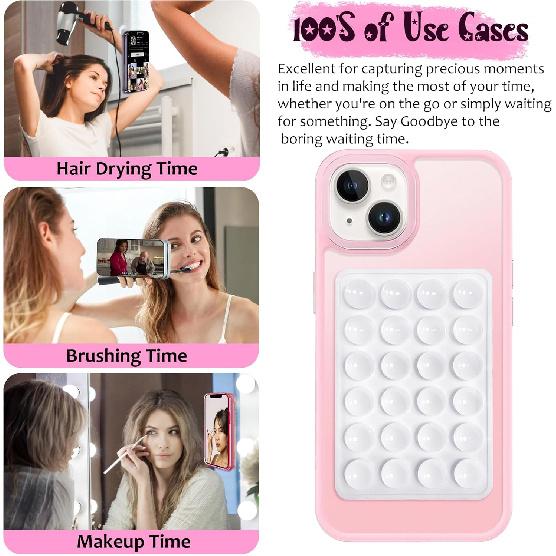 Anteel 2 Pack Silicone Suction Phone Case Adhesive Mount, Strong Grip Holder for Selfies and Videos, Hands-Free Sticky Phone Grip for iPhone and