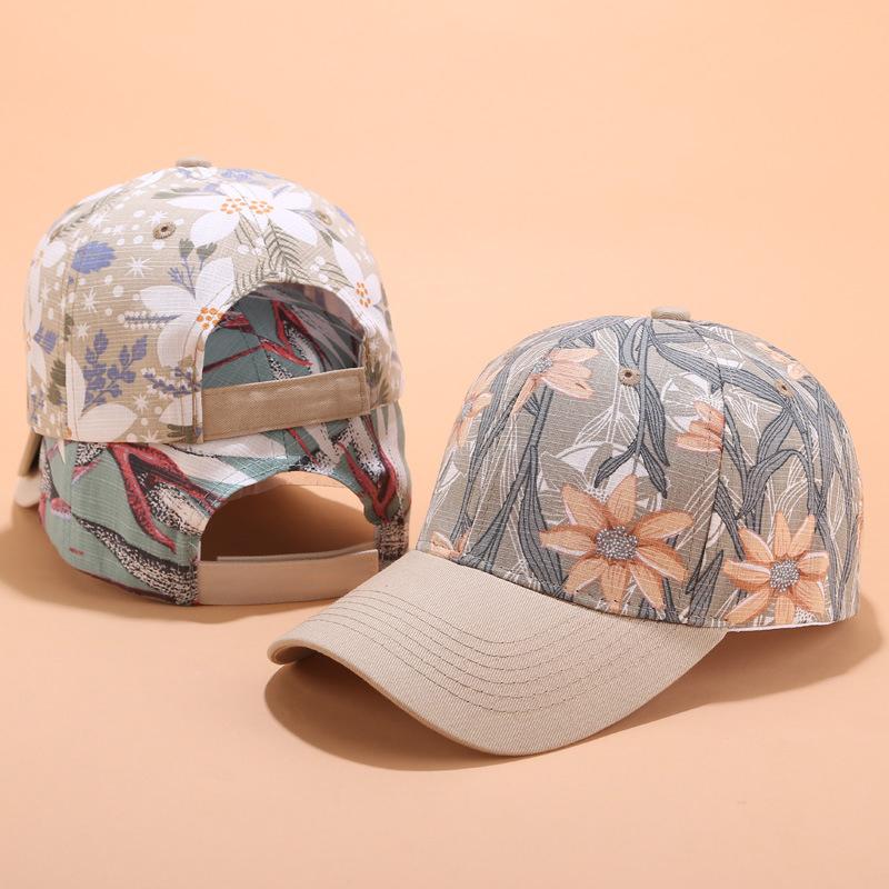 Summer Floral Print Women Baseball Cap Women's Adjustable Peaked Cap Outdoor Sun Hat Women's Soft Hat Soft-brimmed Hats