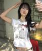 Eontaiteulseoul Untitled Drip Applique Ringer Crop Short Sleeve White