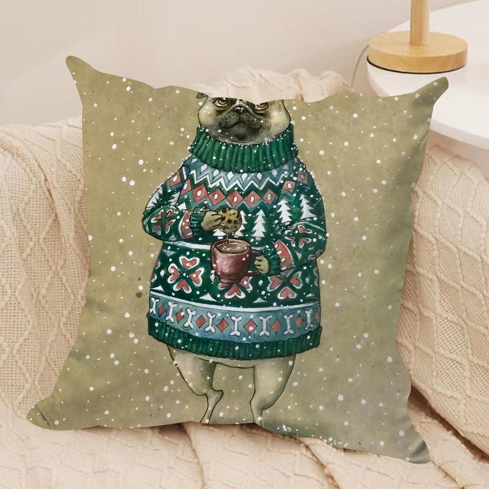 Cute Animal Snowflake Retro Cushion Cover Silky Short Plush Invisible Zipper Dustproof Sofa Pillow Case For Home Decor