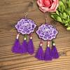 Hand-embroidered retro fabric earrings, flower fringed versatile femininity, stage performance, earrings, earrings.