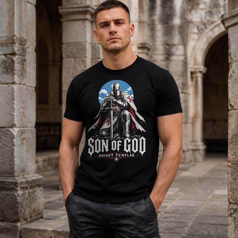 Templar Knight T-Shirt Son of God, Knights Templar Shirt, Christian Warrior Tee S