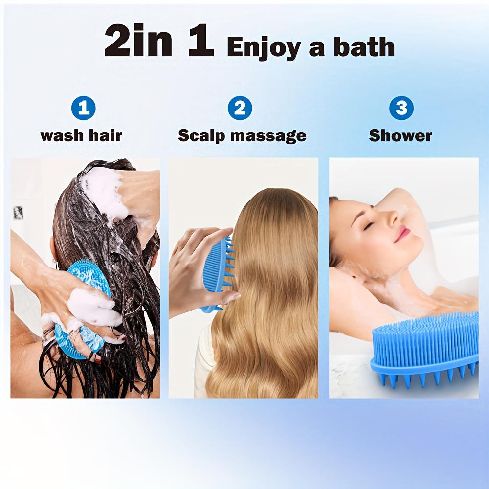 2-in-1 Multifunctional Silicone Bath Brush, Bath Tool, Hair Washing Brush, Bath Brush, Head Massage Brush, Body Cleaning Double-sided Bath Brush