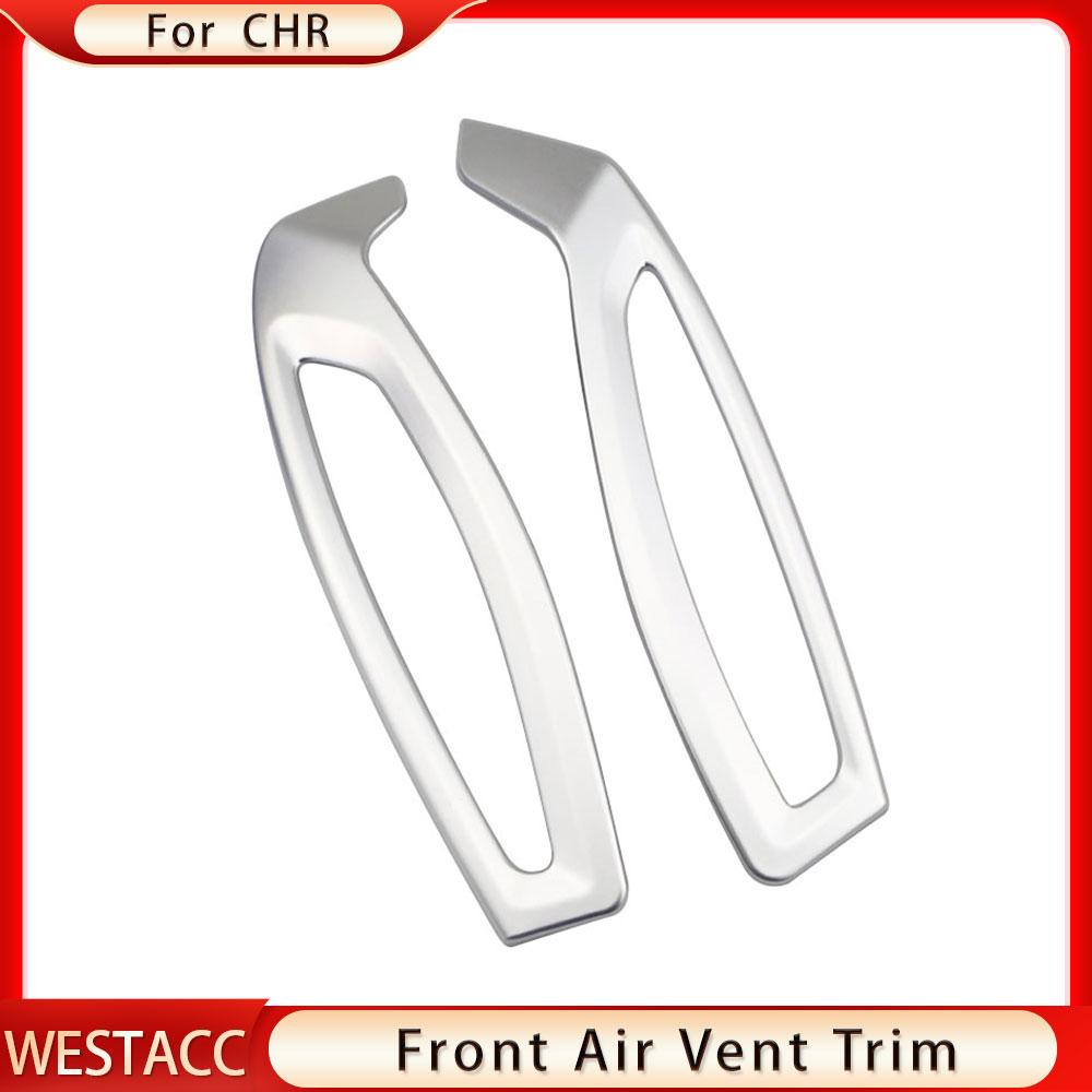 2PCs Chrom Auto Front Klimaanlage Vent Outlet Abdeckung Dekoration Aufkleber Trim für Toyota CHR 2016-2022 LHD