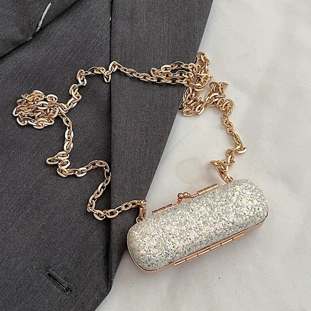 Glitter Crossbody Box Handbag Mini Lipstick Storage Bag Casual Evening Banquet Bag Women