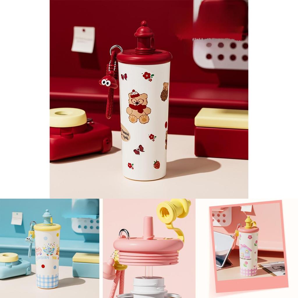 Cartoon Stainless Steel Insulated Bottle With Carry Handle For Travel And Gifts