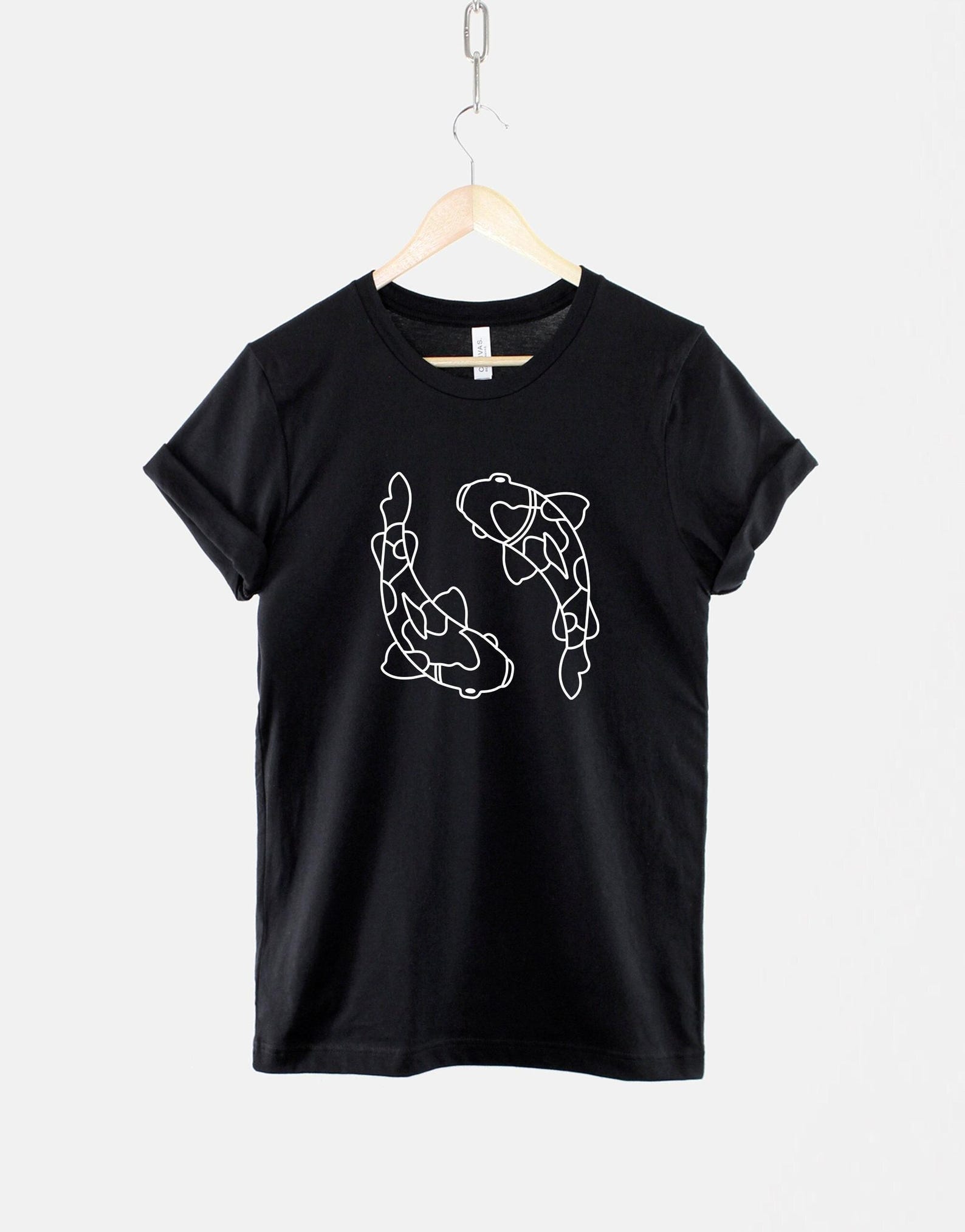 Minimalist Koi Carp T-Shirt: Japanese Zen Fish Motif, Cotton Tee XXXL
