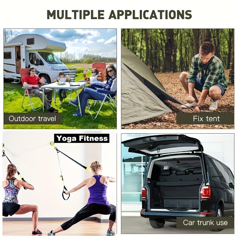 4pcs Outdoor Mountaineering Buckle 8mm Elastic Rope Tent Strap Camping Clothesline Luggage Binding Strap