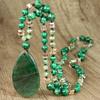 Beads Chain Long Necklaces Green Stone Water Drop Pendant Necklace Sweater Chain Jewelry For Women Gift