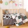 3 Piece Patchwork Crib Bedding Set, Neutral Cow Cactus Print Baby Bedding, Barnyard Western Nursery Decor, Standard Size Soft Baby Bed Set Includes