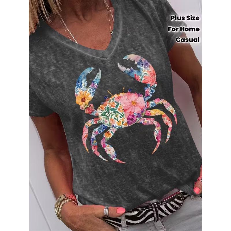 Damen V-Ausschnitt bedrucktes kurzärmeliges lässiges Mode kurzärmeliges T-Shirt