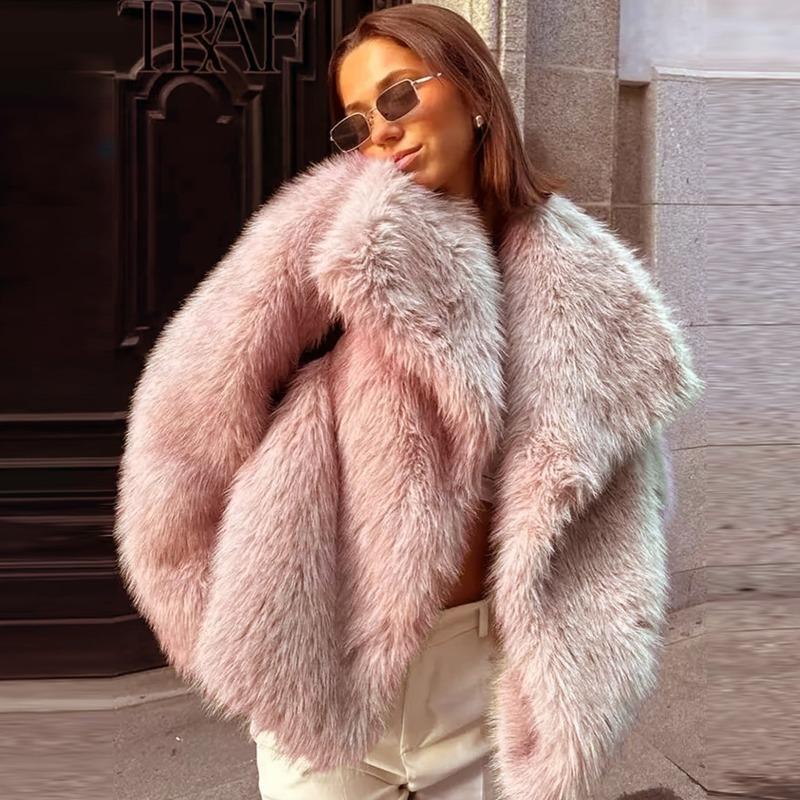 Women's Clothing Autumn and Winter New Imitation Fur Jacket Top Women's Artificial Wool Short Woolen Jacket Large Lapel