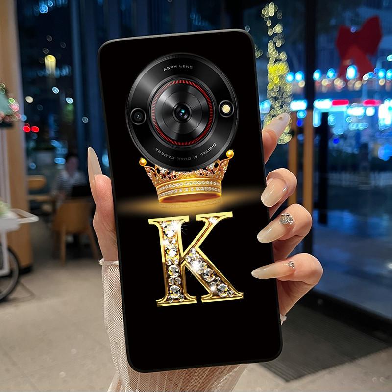 Shockproof Soft Phone Case For ZTE Blade A75 5G/ Nubia Focus 5G Bright Color and Attractive Crown Letter Pattern Casing