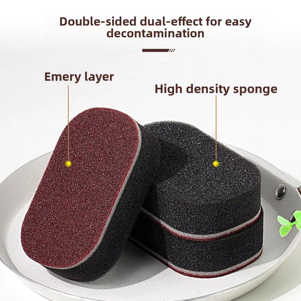 Magic Sponge Scouring Pad Double-sided Rust Remover Descaling Brush Dish Pot Cleaner Household Kitchen Dishwashing Cleaning Tool