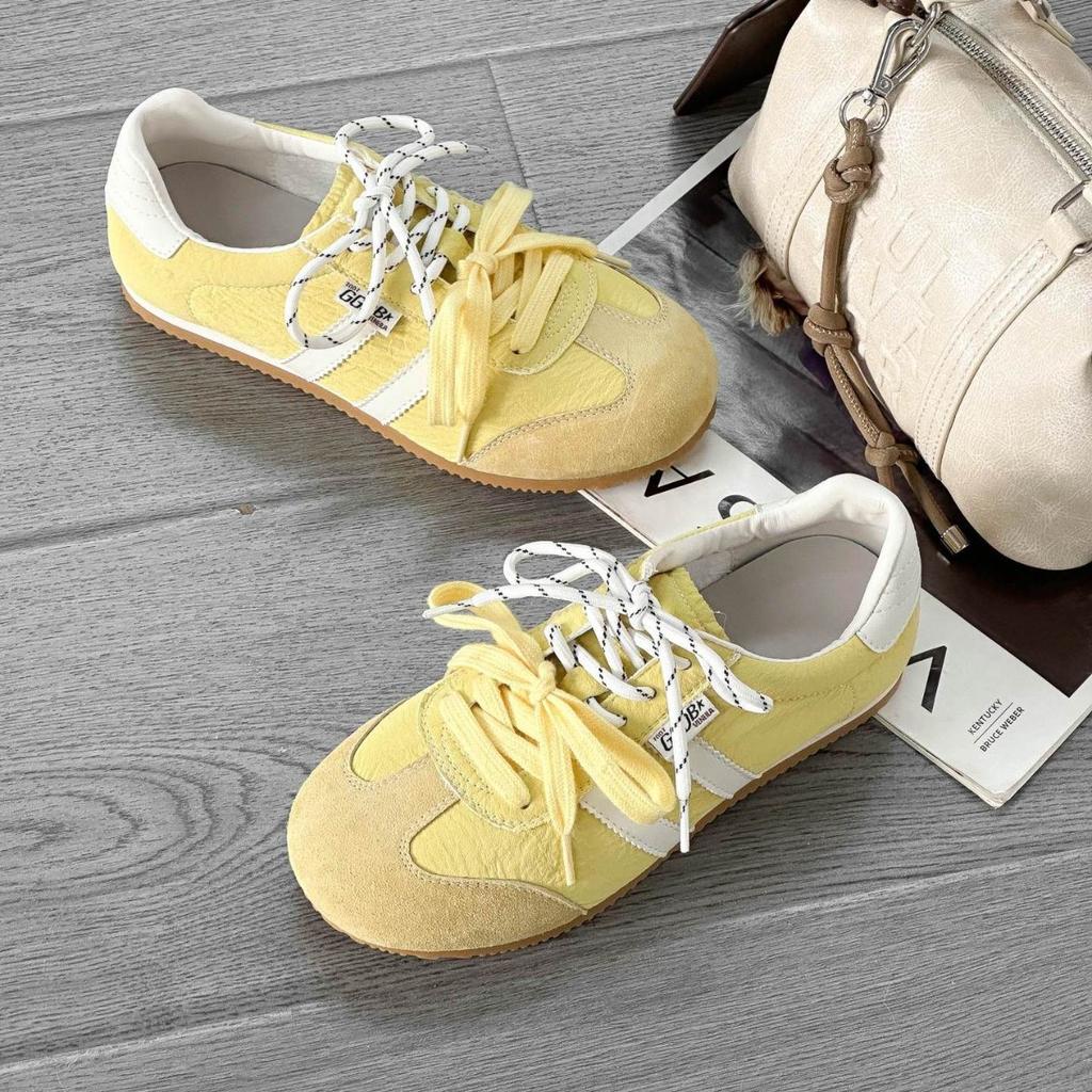 Leather German training shoes women's 2025 spring new flat-bottomed casual board shoes sports shoes versatile soft-soled comfortable little white sh