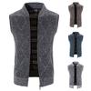 Mens Sleeveless Jackets Knitted Sweater Autumn Spring New Male Cardigan Zip Up Knitted Coat Turtleneck Fleece Warm Cold Blouse