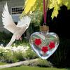 Small Bird Feeder Love Shaped Hangable Hummingbird Water Feeder Top Fill Bird Feeder With 3 Feeding Ports Outdoor Garden Decor