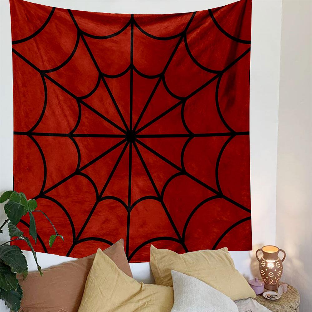 Red Spider Web Pattern Tapestry Patterned Tapestry Decorative Wall Hanging, Home Bedroom Living Room Decor