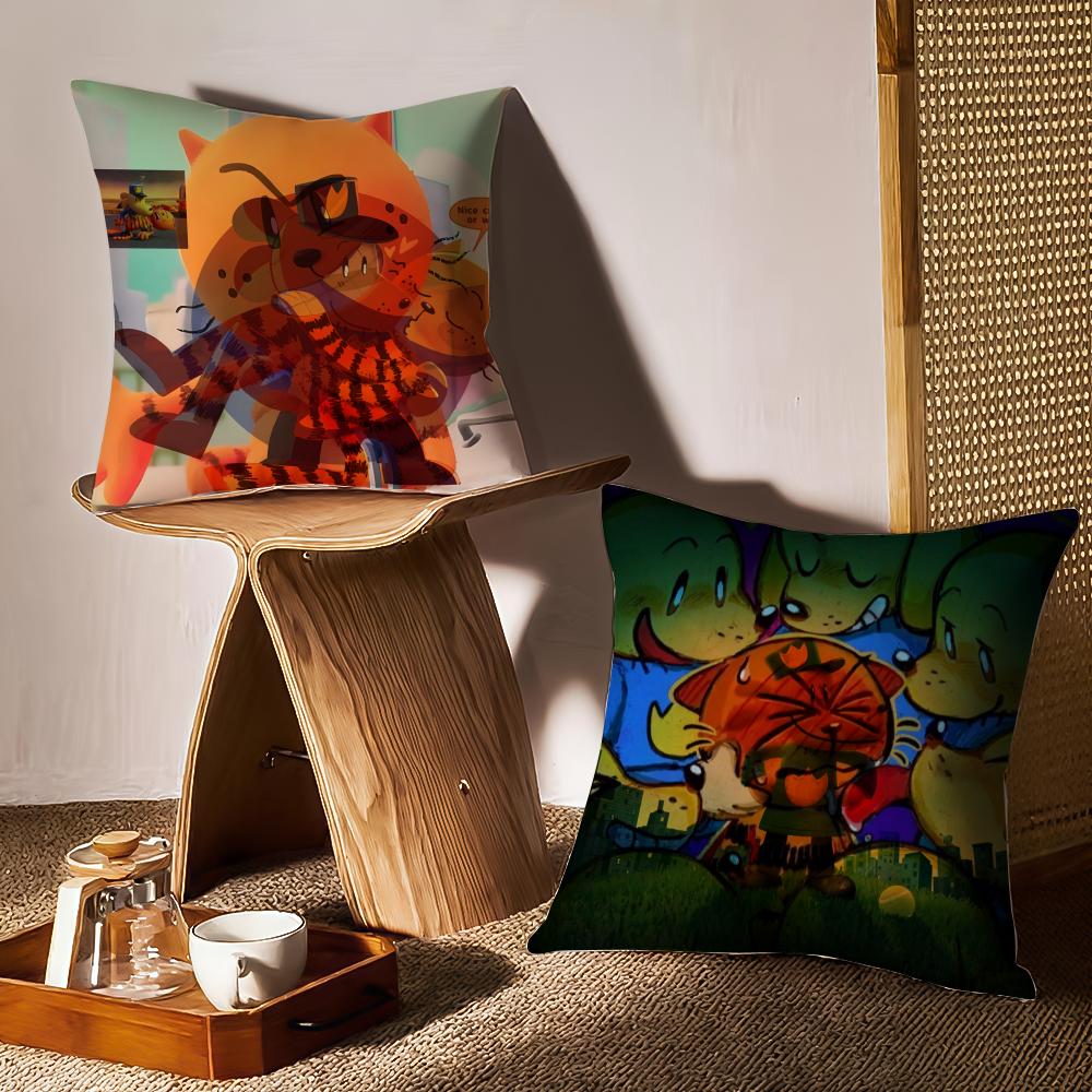 DOG MAN Anime Cushion Cover Anti-dustmite Pillowcase Invisible Zipper Silky Short Plush Sofa Cushion Cover