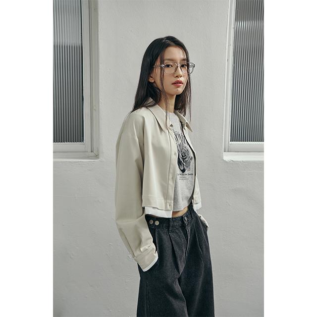 Rap Striped Hem Contrast Crop Blouse Ar1Wb261 Beige/Ff