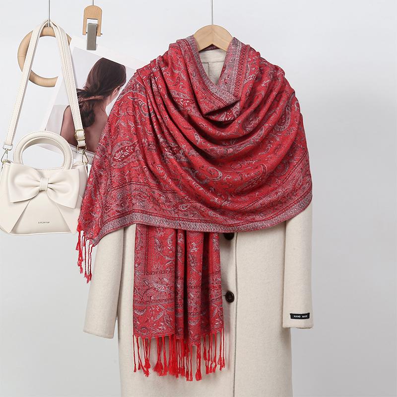 New Winter Women Cotton Jacquard Scarf Big Shawl Fashion Elegant Lady Long Printing Decorate Scarves Sun Protection Bandana