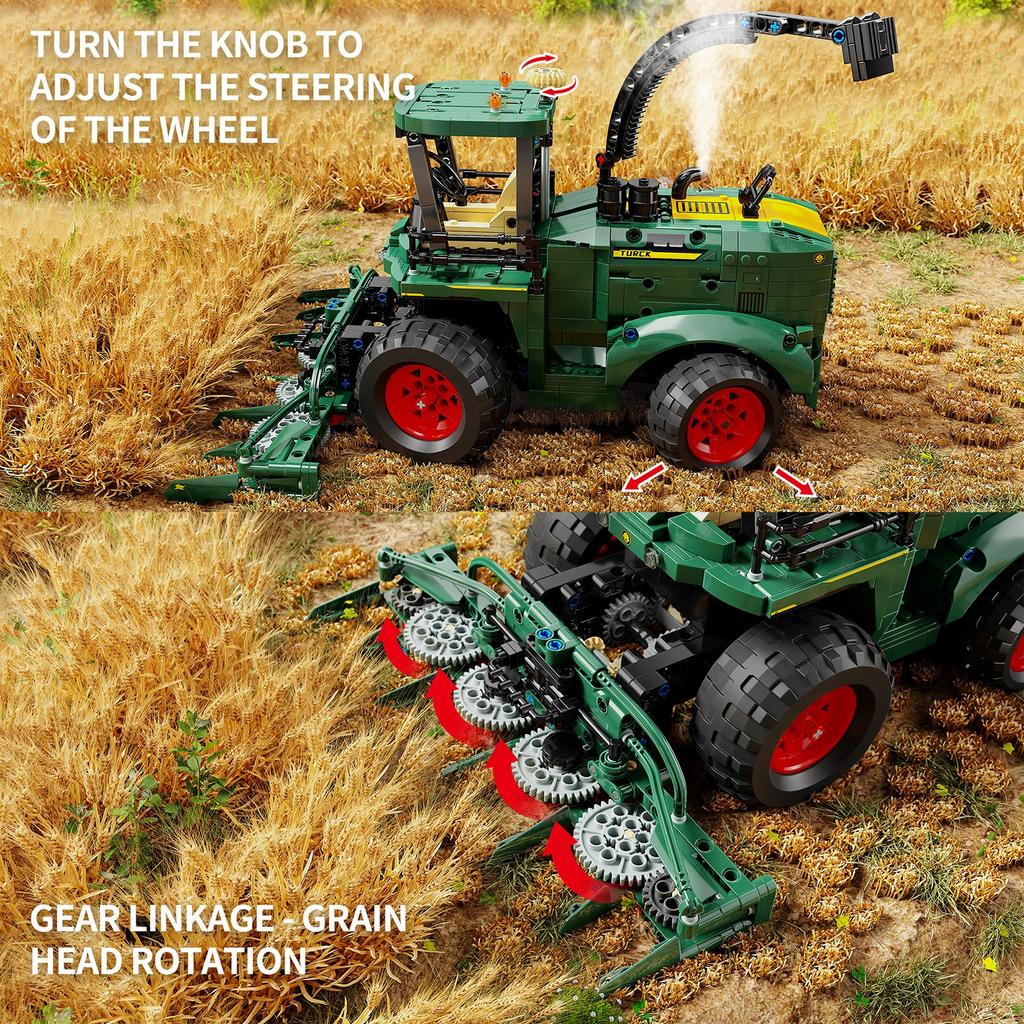 Non-Toxic 1162Pcs Straw Harvester Building Blocks Toys Model Harvester Assemble Puzzle Bricks Toy Sets For Kid Desktop Ornament Gifts