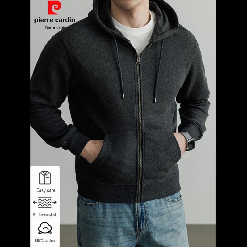 

Pierre Cardin Men s 100% Cotton Hooded Zip-Up Sweatshirt 2XL