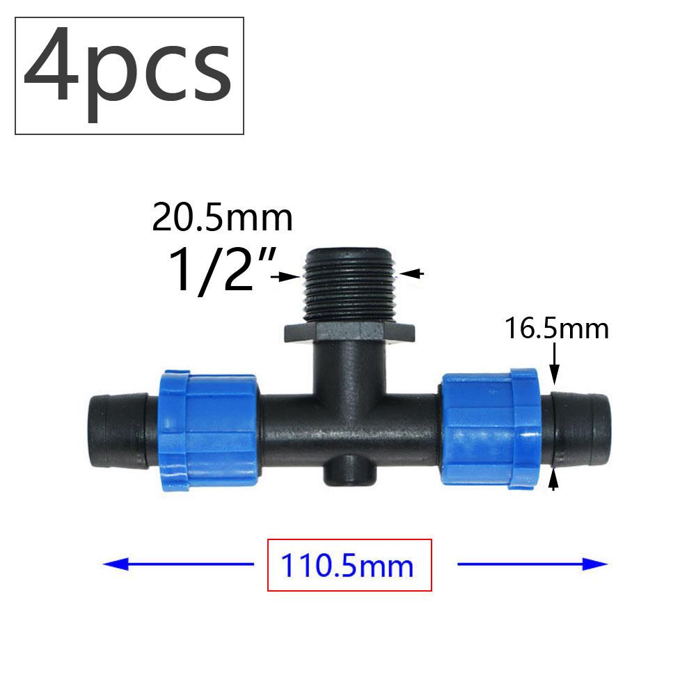 16mm 5/8'' Nastro per Irrigazione a Goccia Valvola di Intercettazione Gomito Raccordo a T Tappo Terminale Connettore a Blocco Filettato Tubo per Irrigazione da Giardino Giunti per Tubo Flessibile