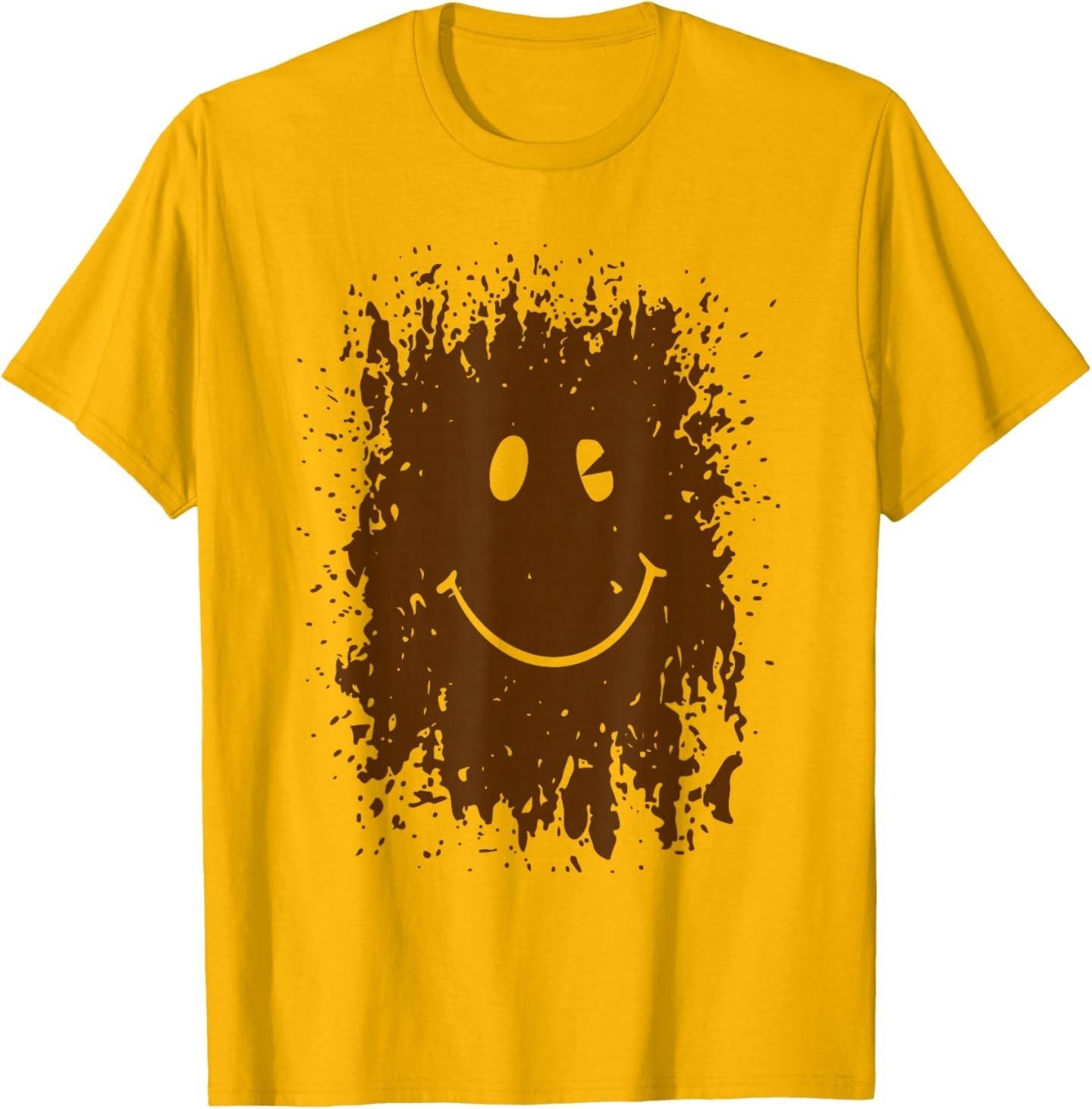 Splash Mud Splatter Happy Smile Face Run Forest Gump T-Shirt S разноцветный